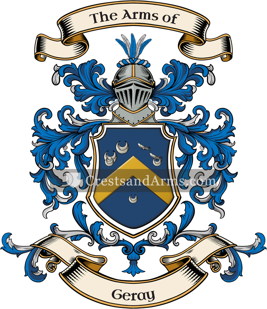 The Geray coat of arms, drawn from the recorded blazon