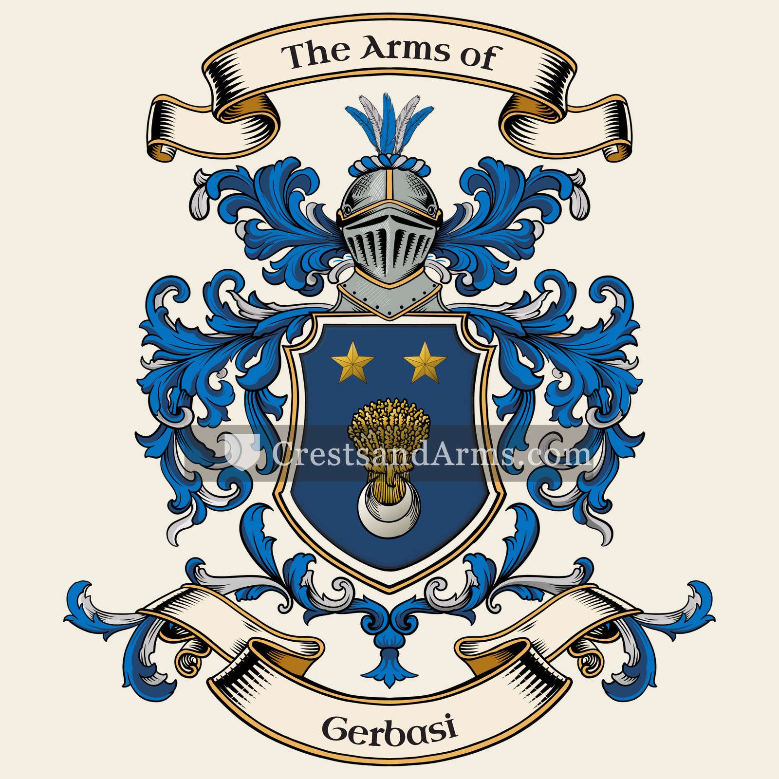 The Gerbasi coat of arms, drawn from the recorded blazon