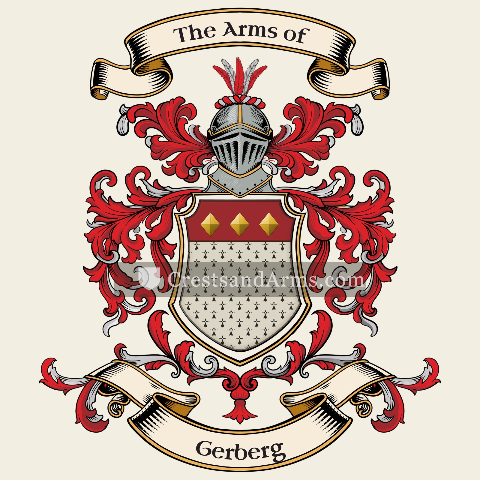 The Gerberg coat of arms, drawn from the recorded blazon