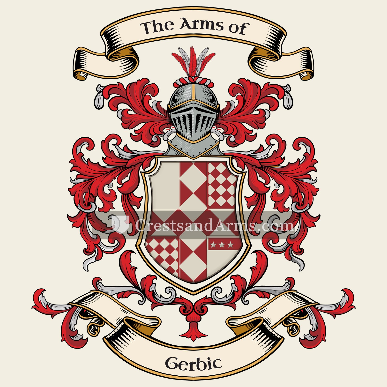The Gerbic coat of arms, drawn from the recorded blazon