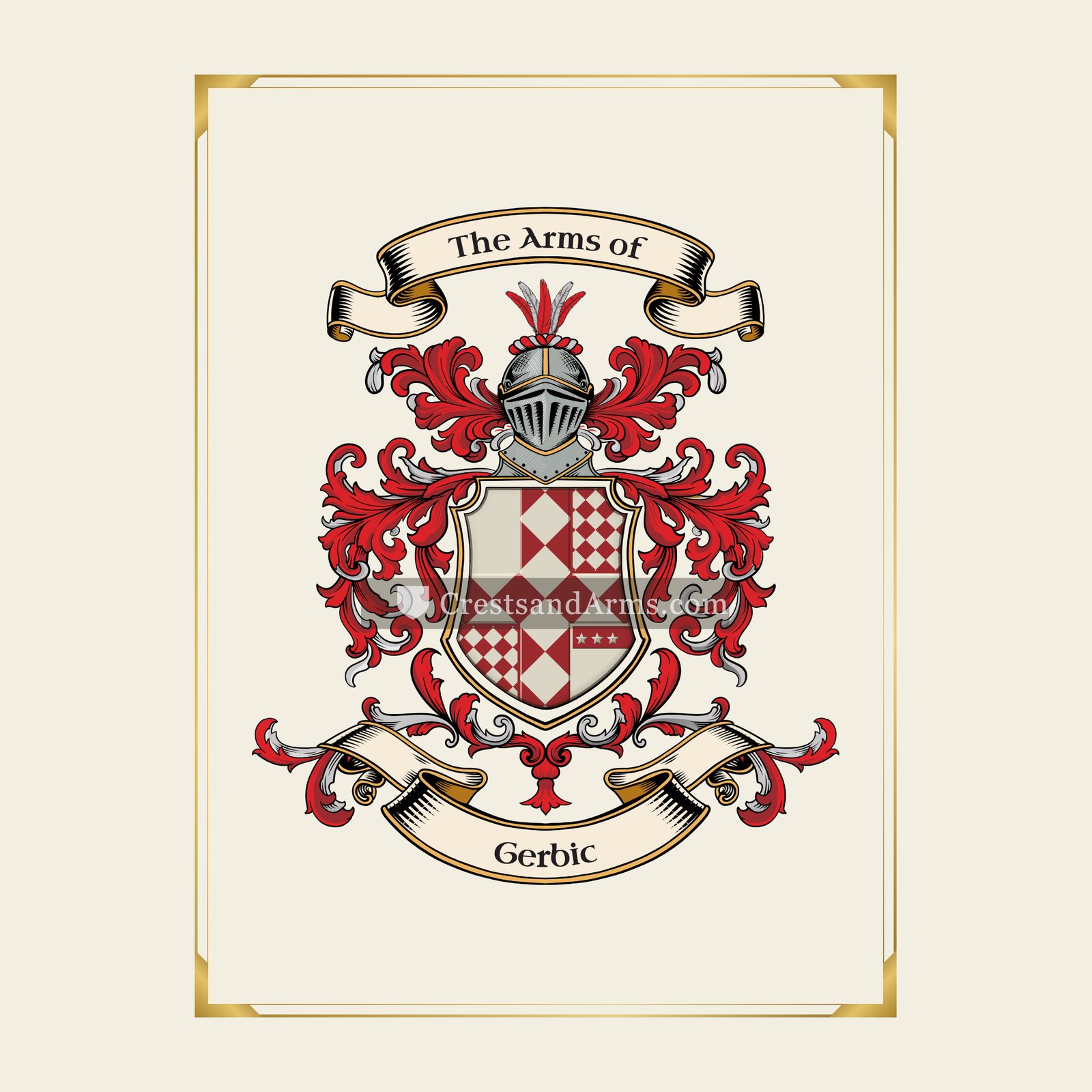 With gold border