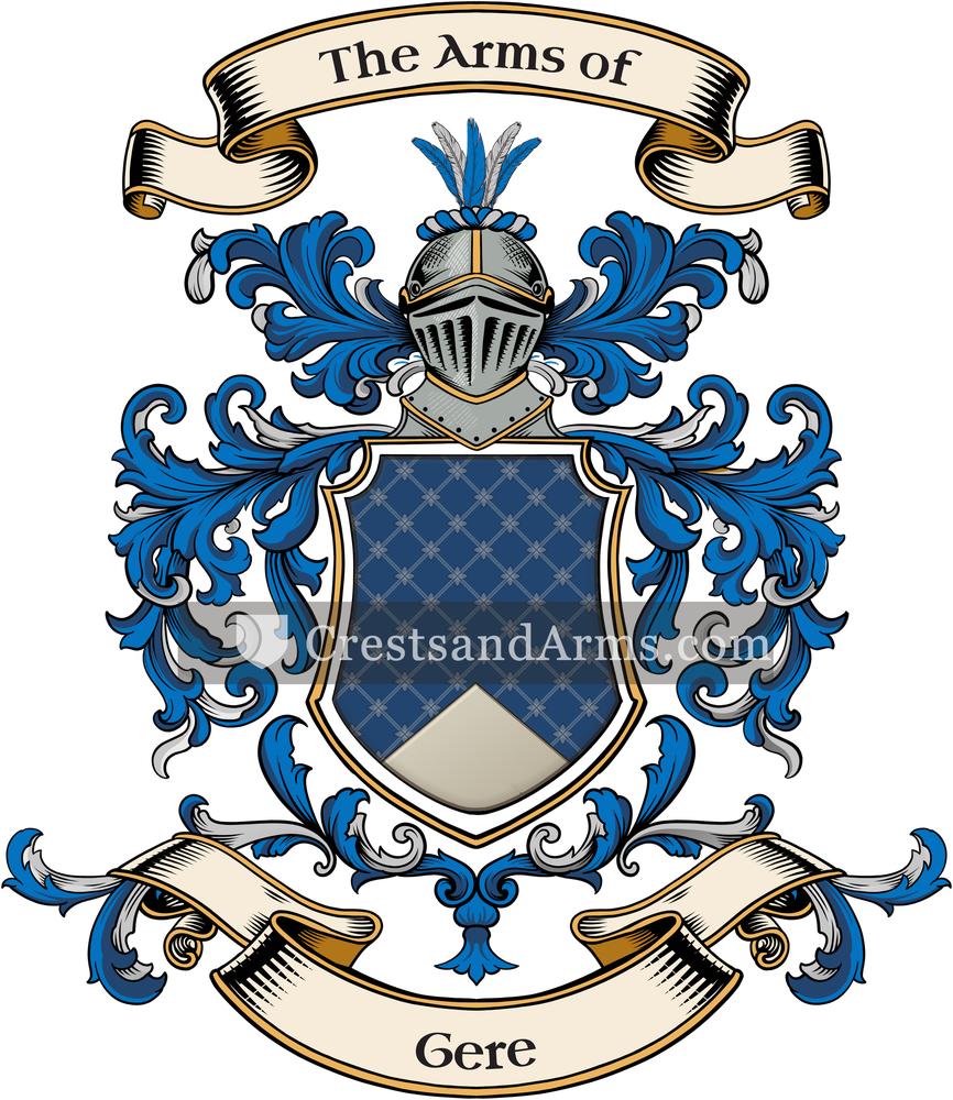 The Gere coat of arms, drawn from the recorded blazon