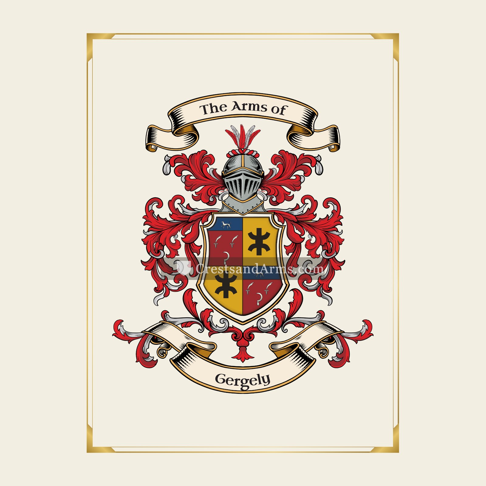With gold border