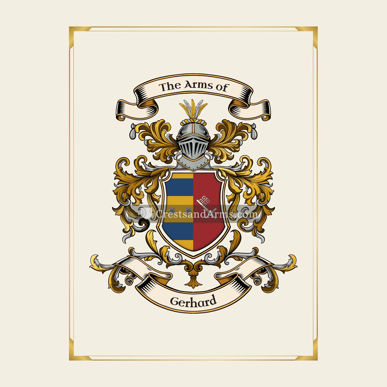 With gold border