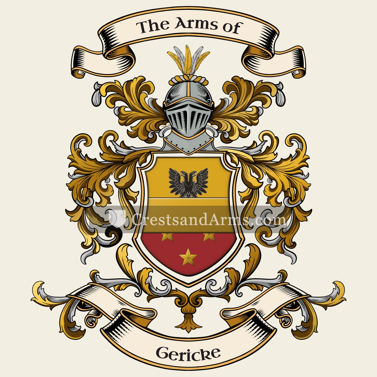 The Gericke coat of arms, drawn from the recorded blazon
