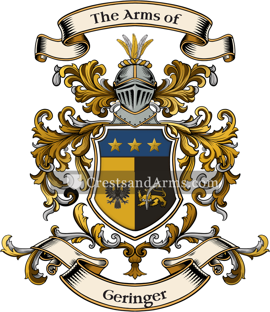 The Geringer coat of arms, drawn from the recorded blazon