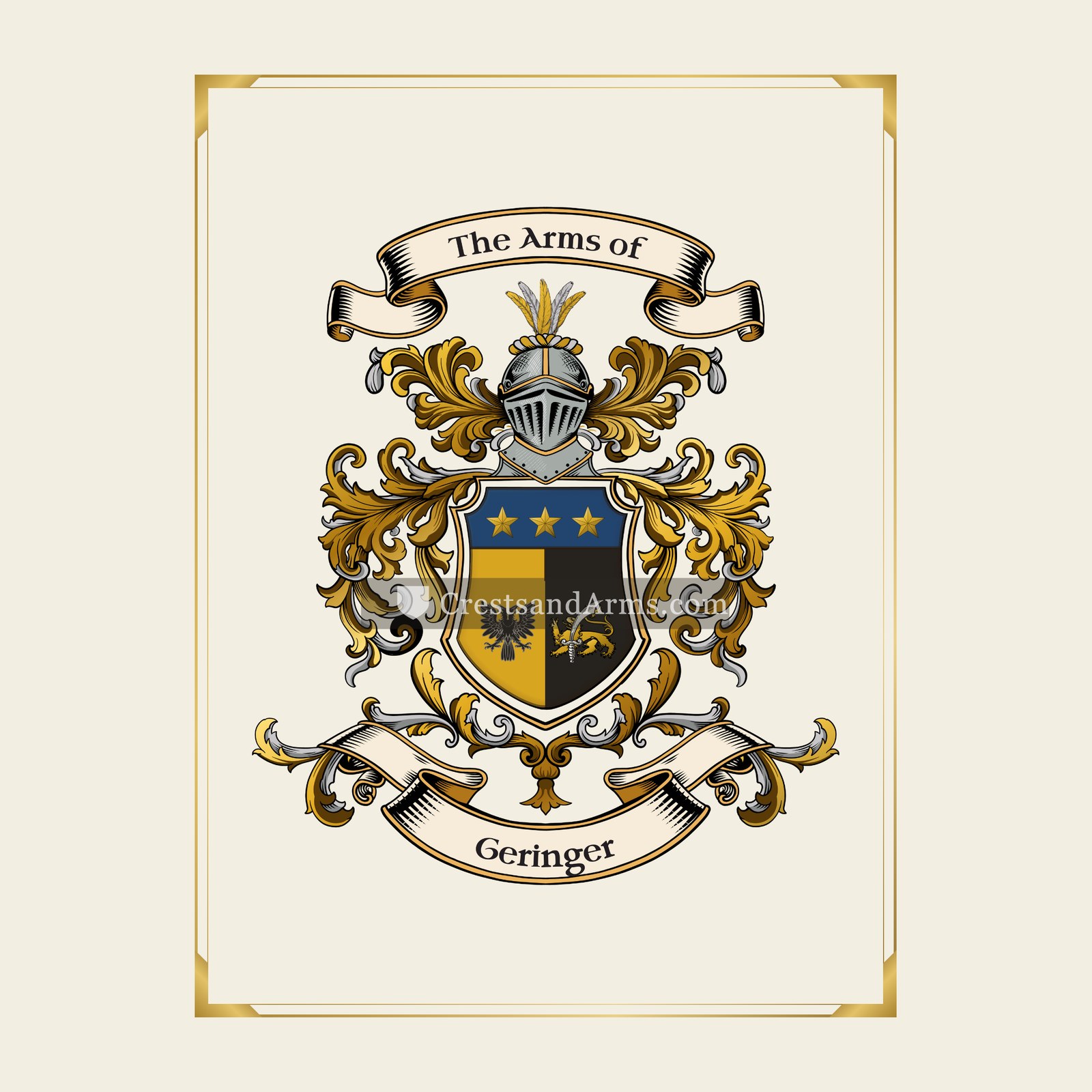 With gold border