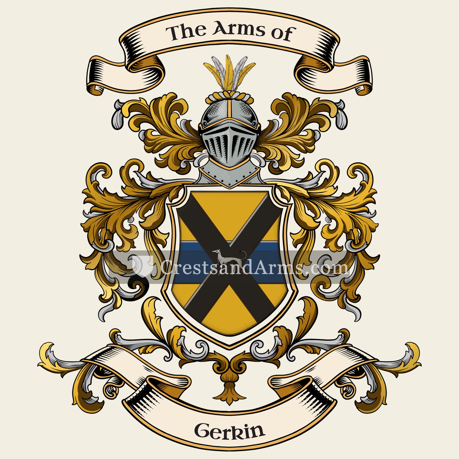 The Gerkin coat of arms, drawn from the recorded blazon
