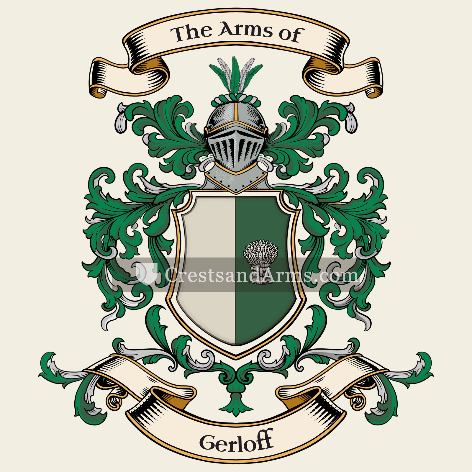 The Gerloff coat of arms, drawn from the recorded blazon