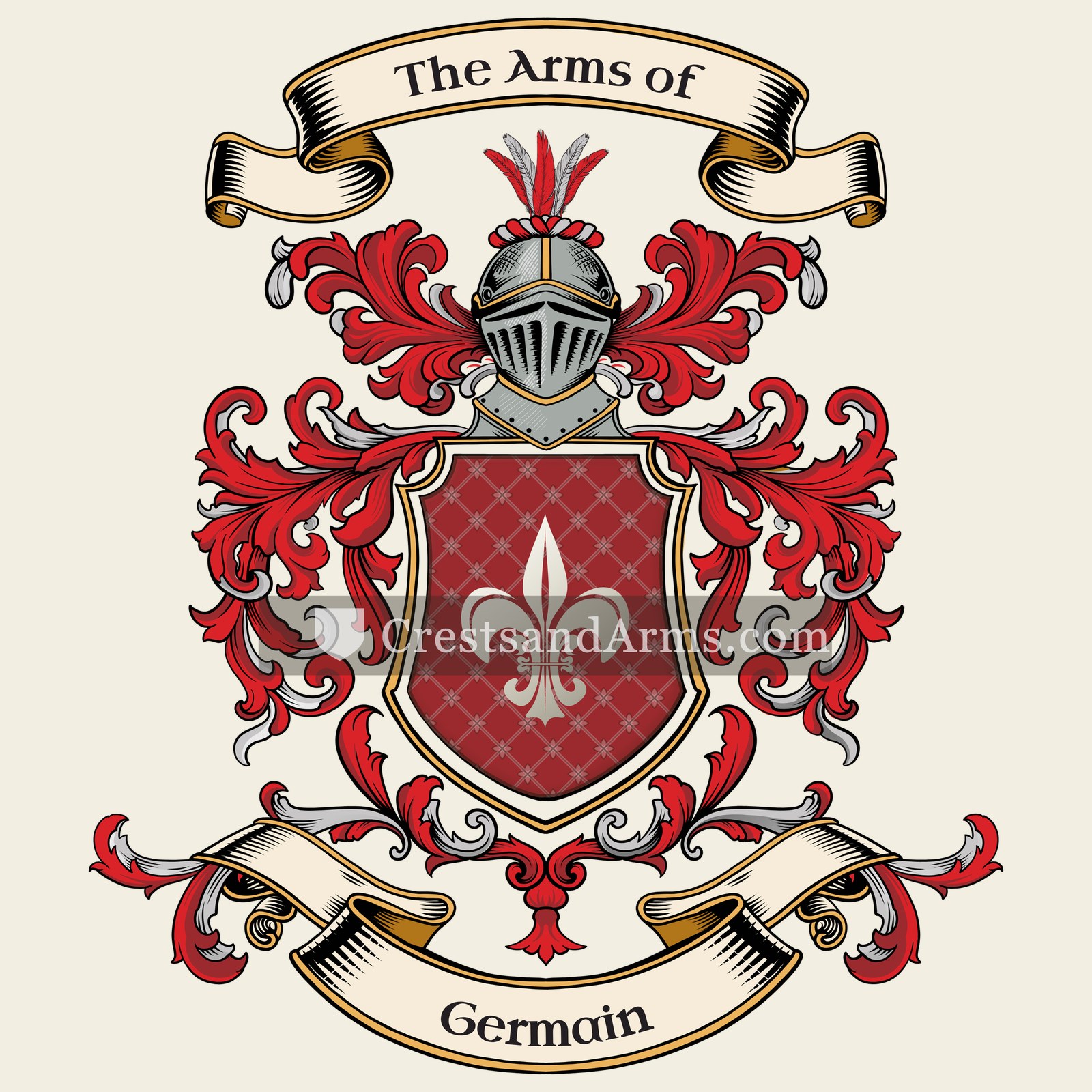 The Germain coat of arms, drawn from the recorded blazon