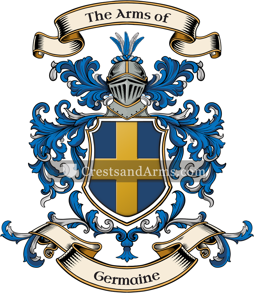 The Germaine coat of arms, drawn from the recorded blazon