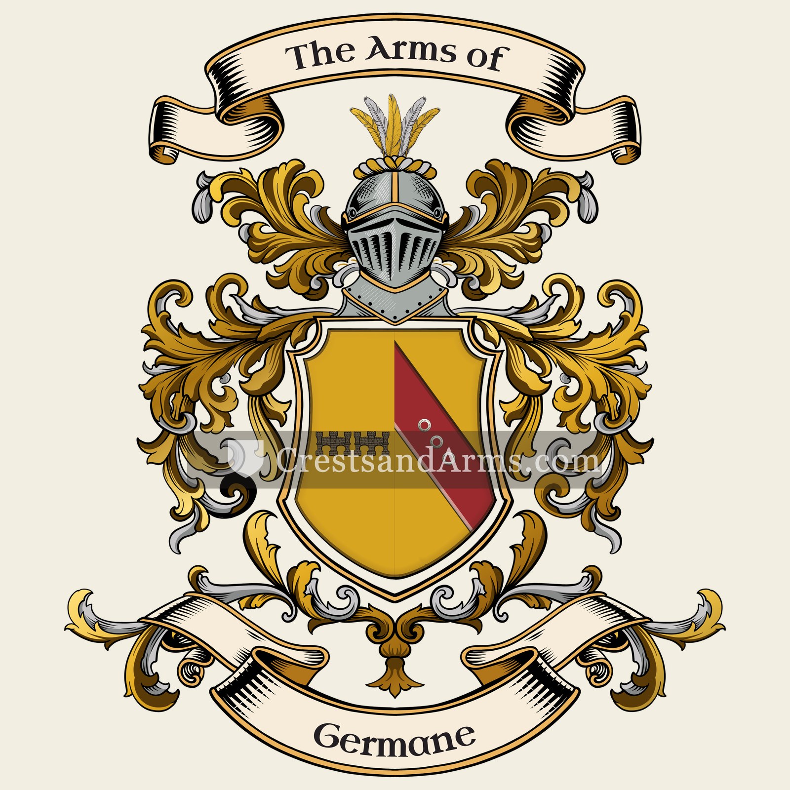 The Germane coat of arms, drawn from the recorded blazon