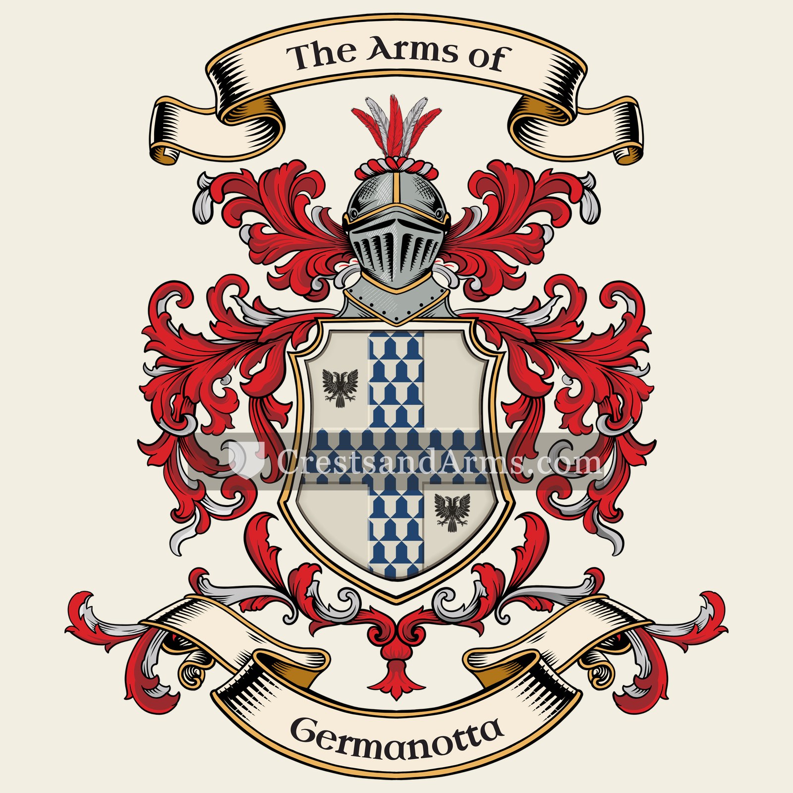 The Germanotta coat of arms, drawn from the recorded blazon