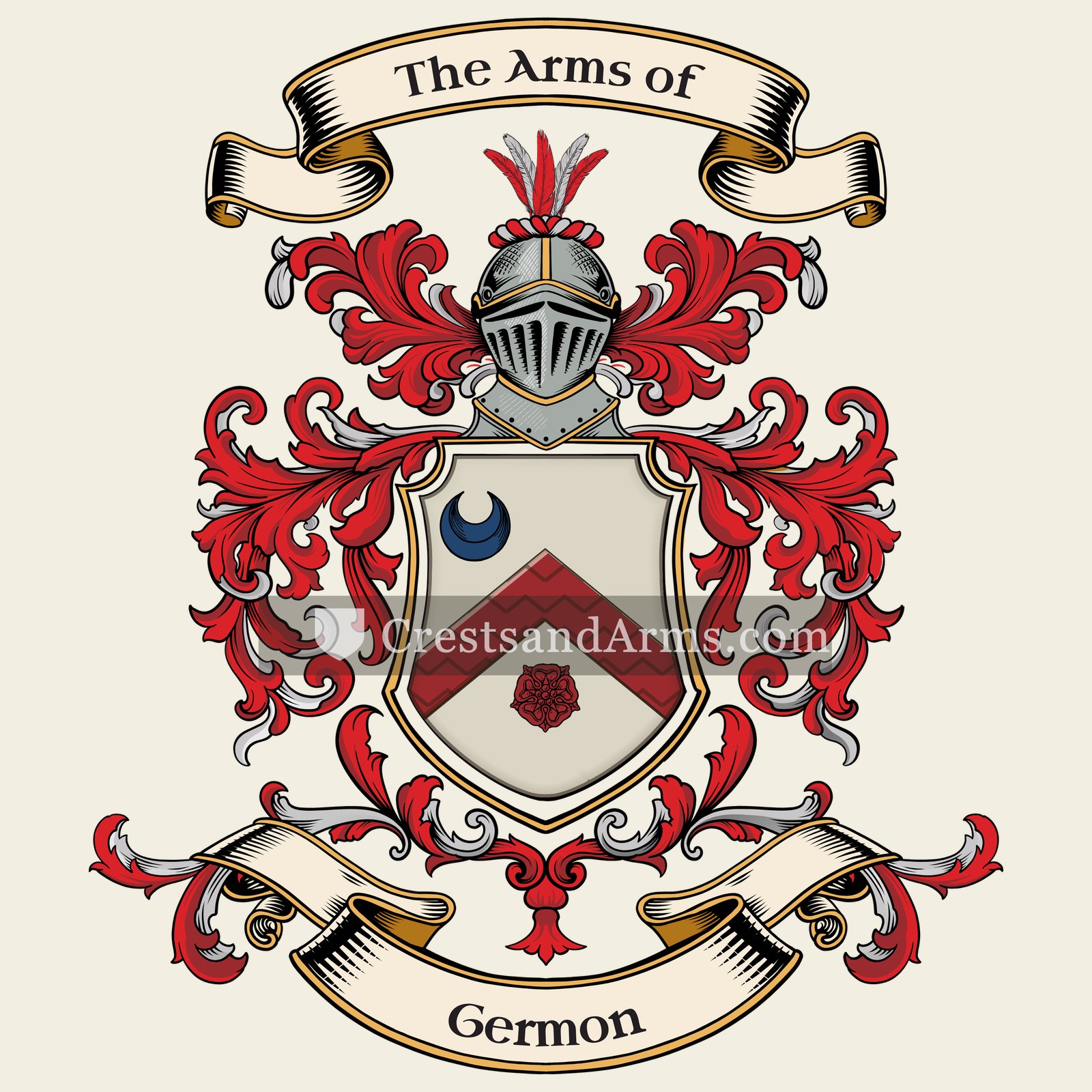 The Germon coat of arms, drawn from the recorded blazon