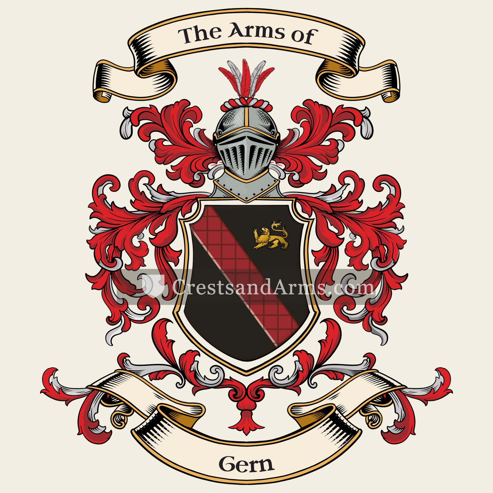 The Gern coat of arms, drawn from the recorded blazon