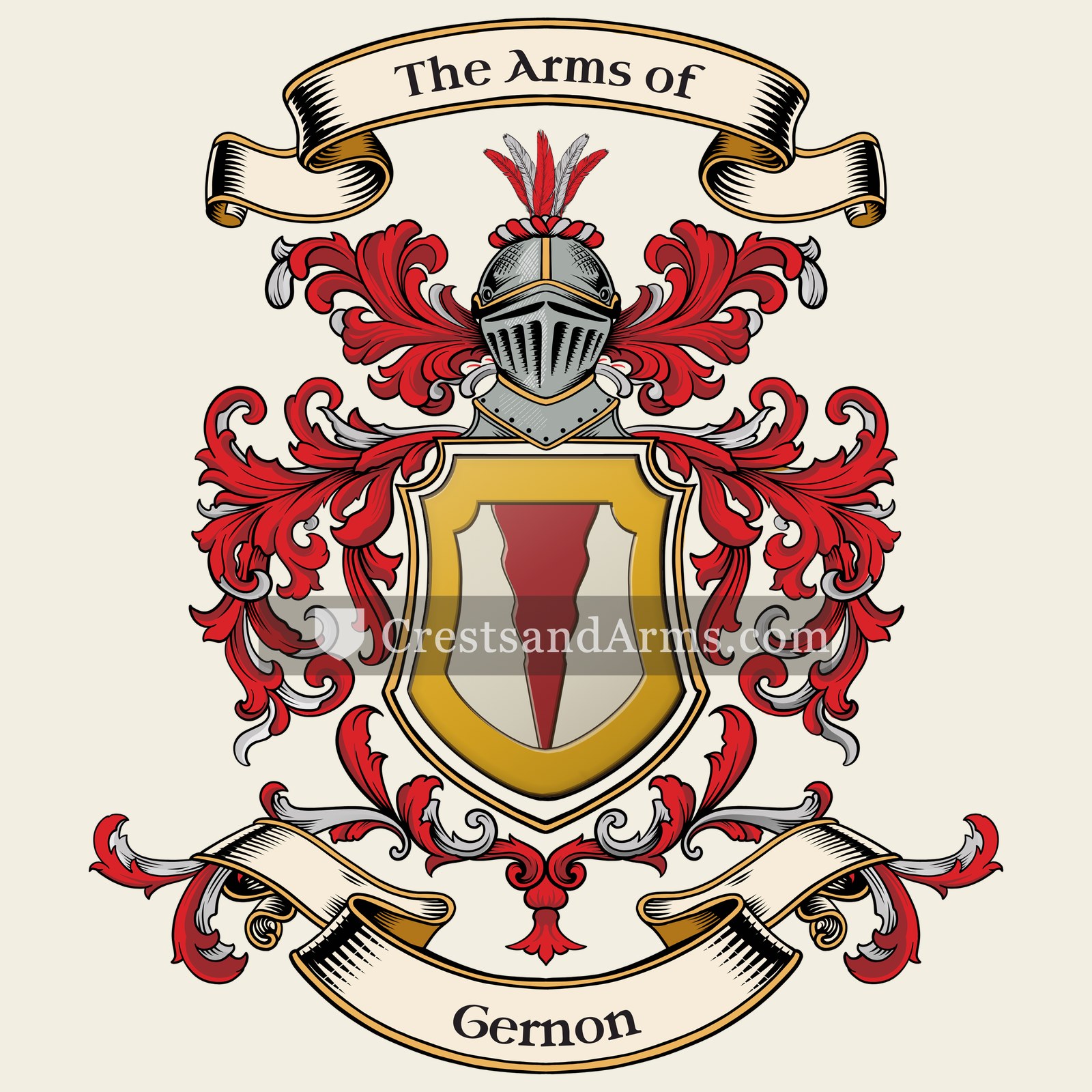 The Gernon coat of arms, drawn from the recorded blazon