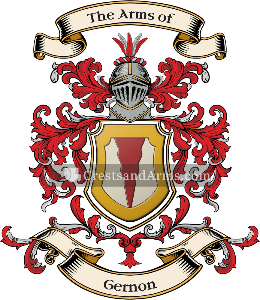 The Gernon coat of arms, drawn from the recorded blazon