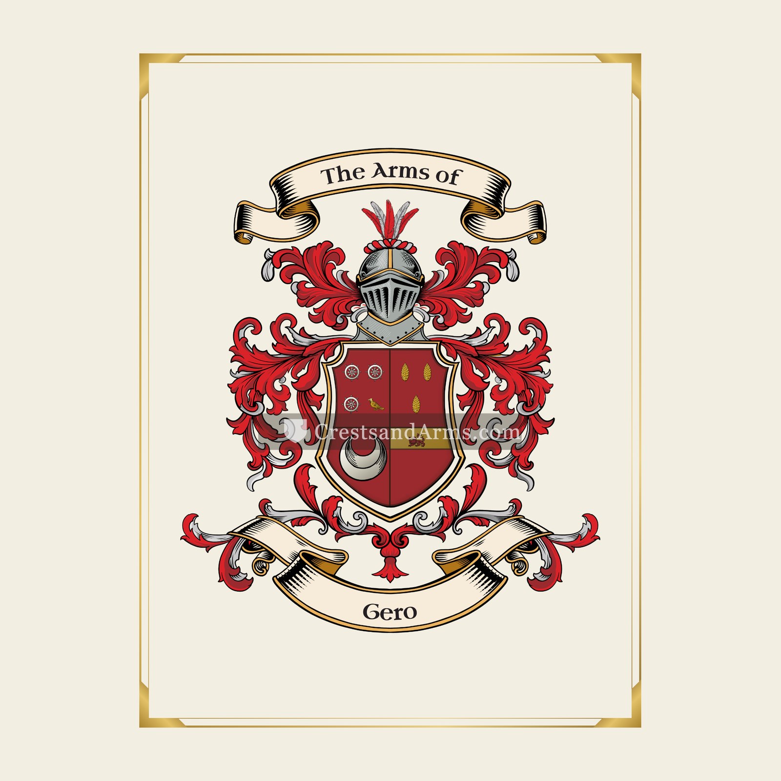 With gold border