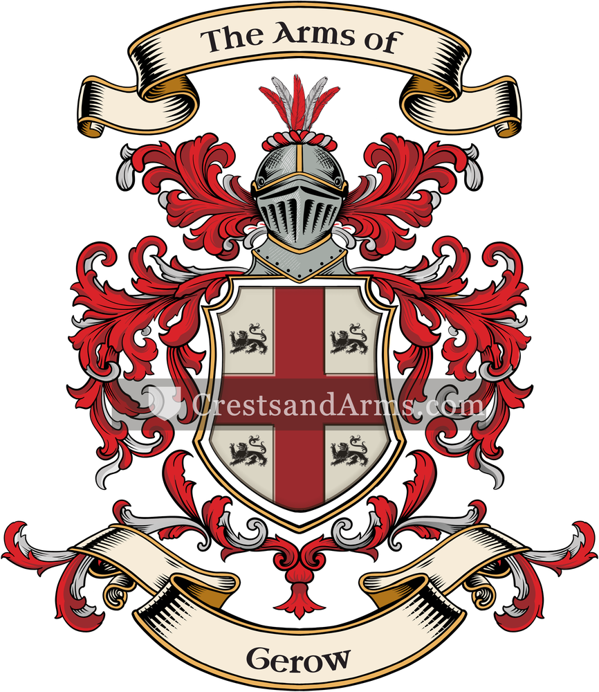 The Gerow coat of arms, drawn from the recorded blazon