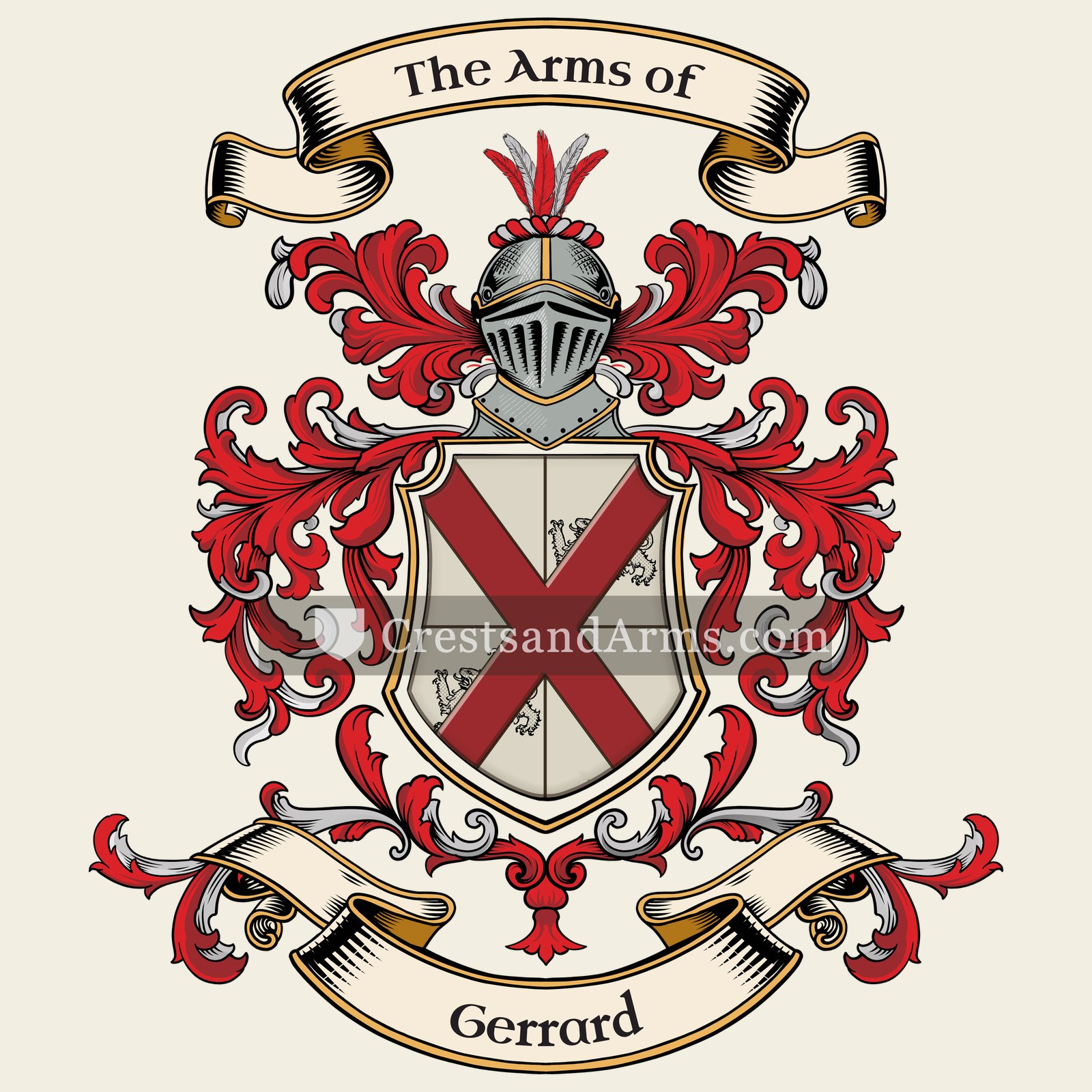 The Gerrard coat of arms, drawn from the recorded blazon