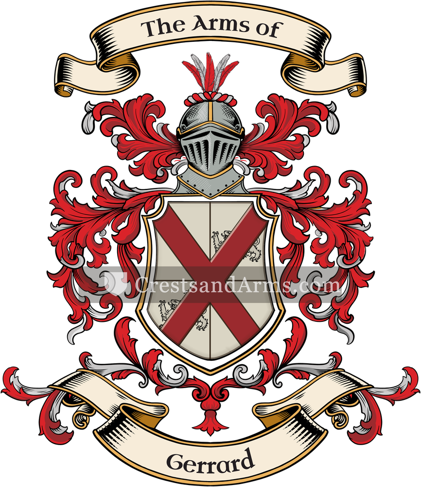 The Gerrard coat of arms, drawn from the recorded blazon
