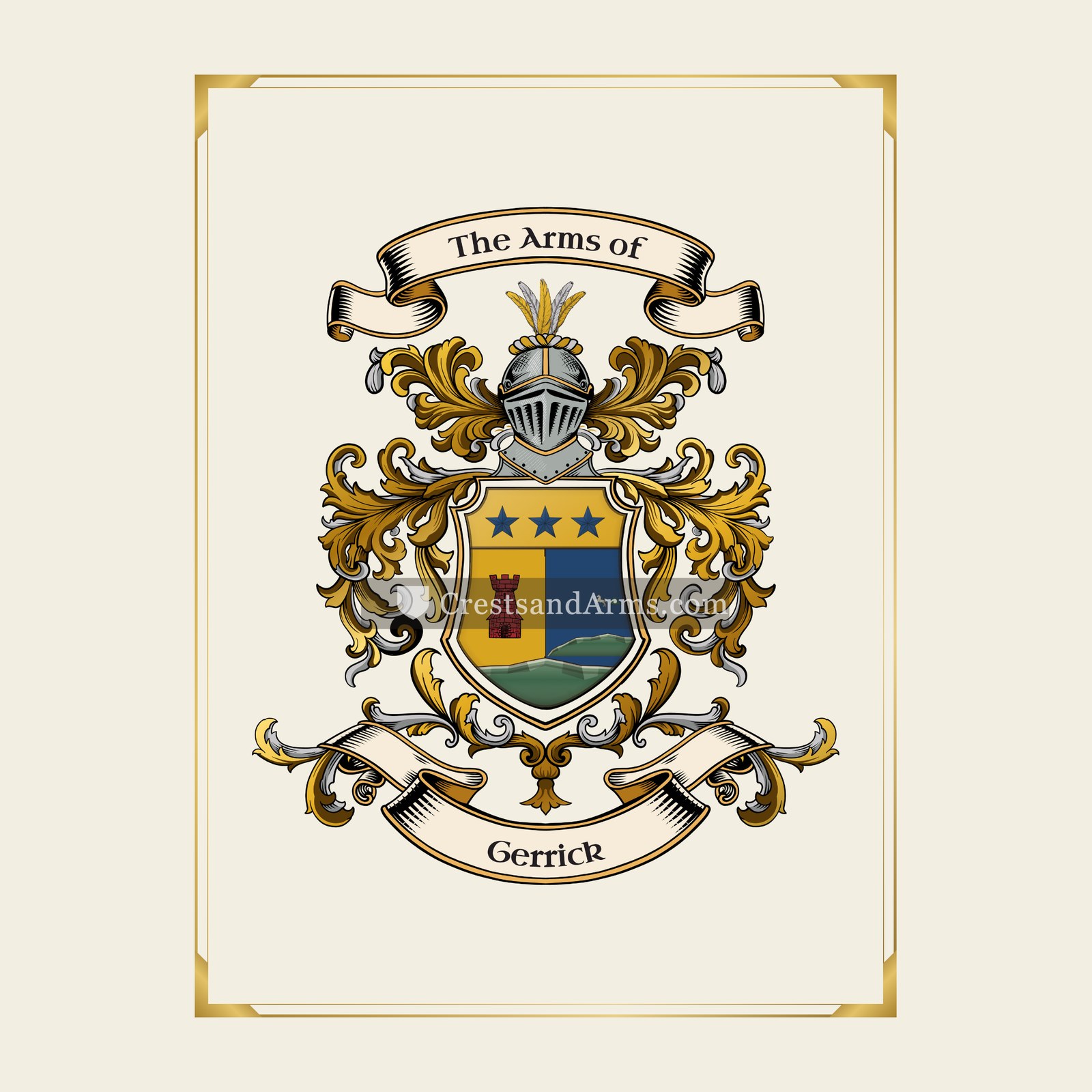 With gold border