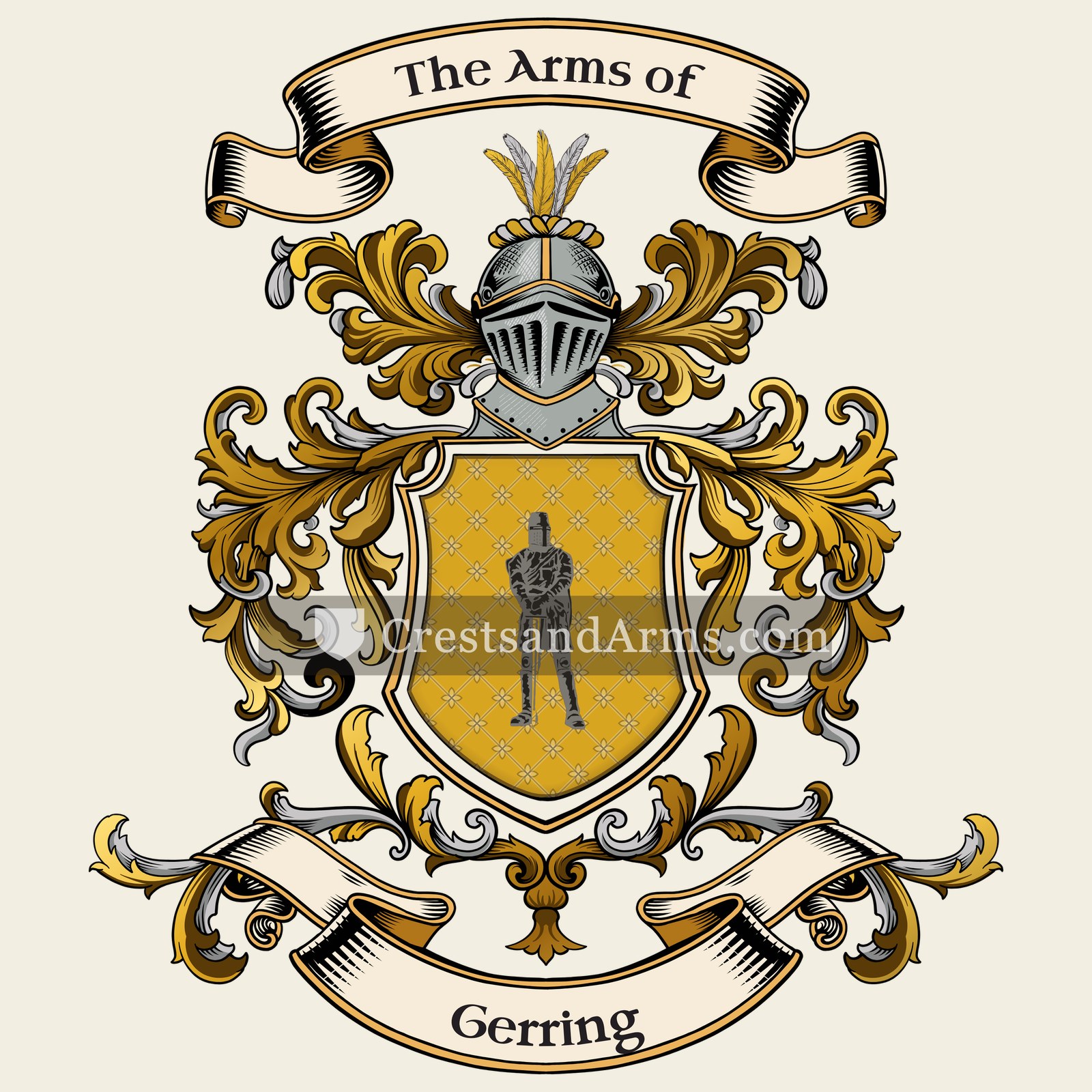 The Gerring coat of arms, drawn from the recorded blazon