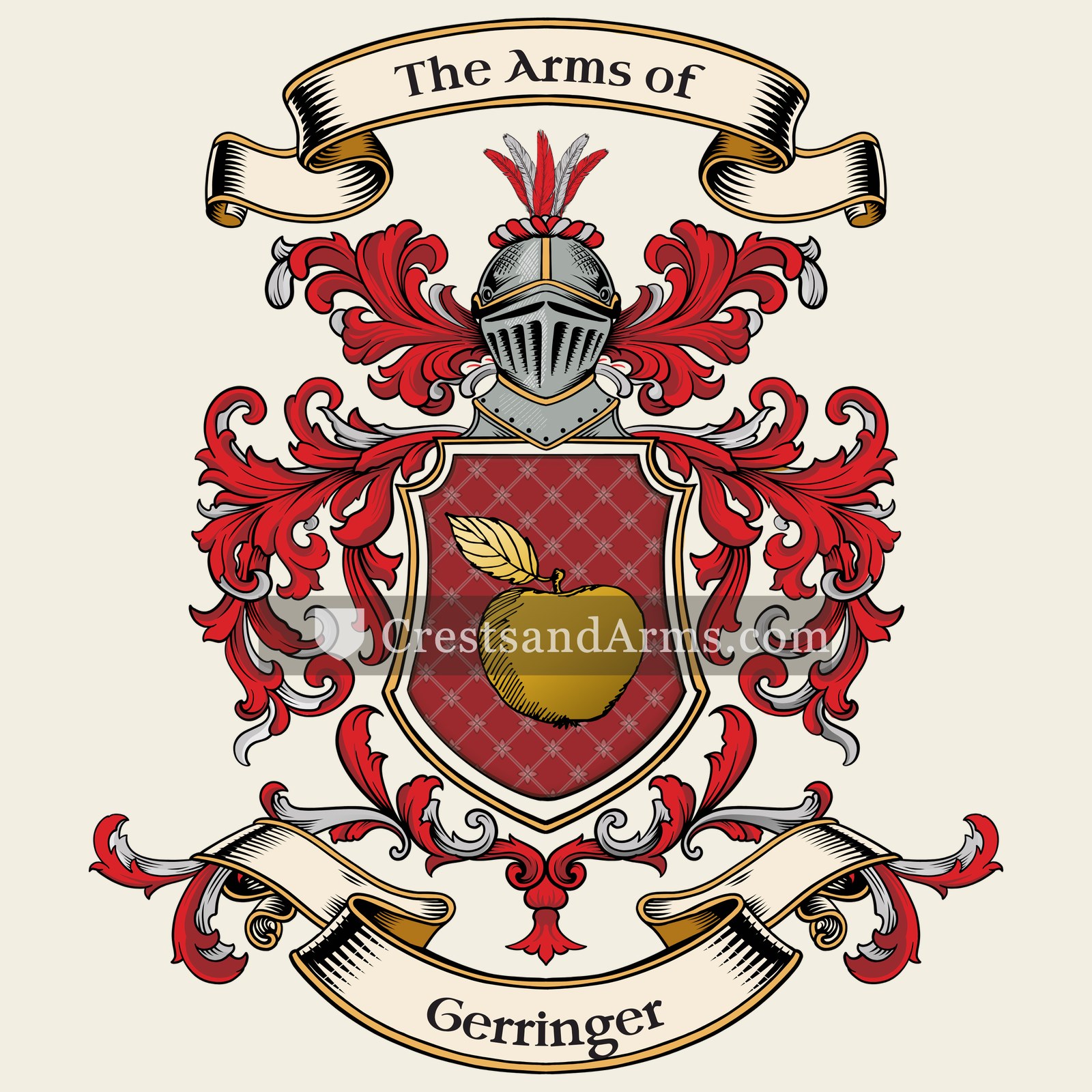 The Gerringer coat of arms, drawn from the recorded blazon