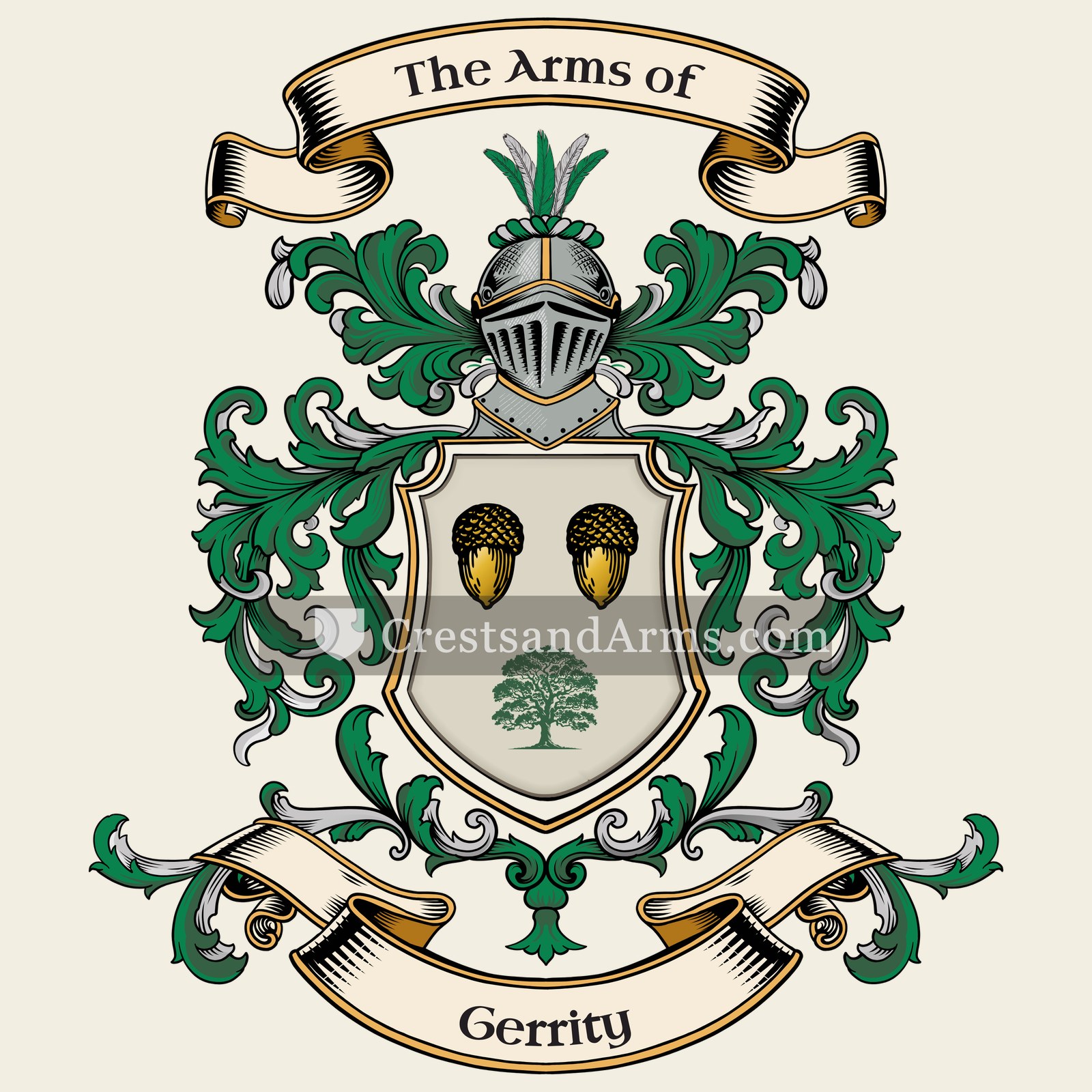 The Gerrity coat of arms, drawn from the recorded blazon