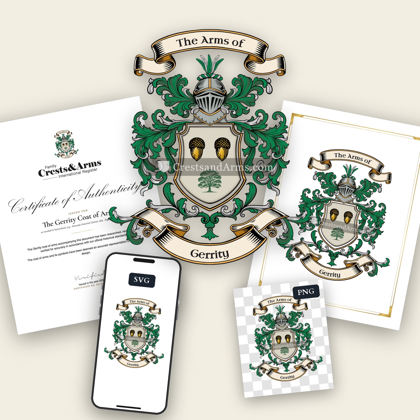 The Gerrity arms on the coat of arms — digital pack