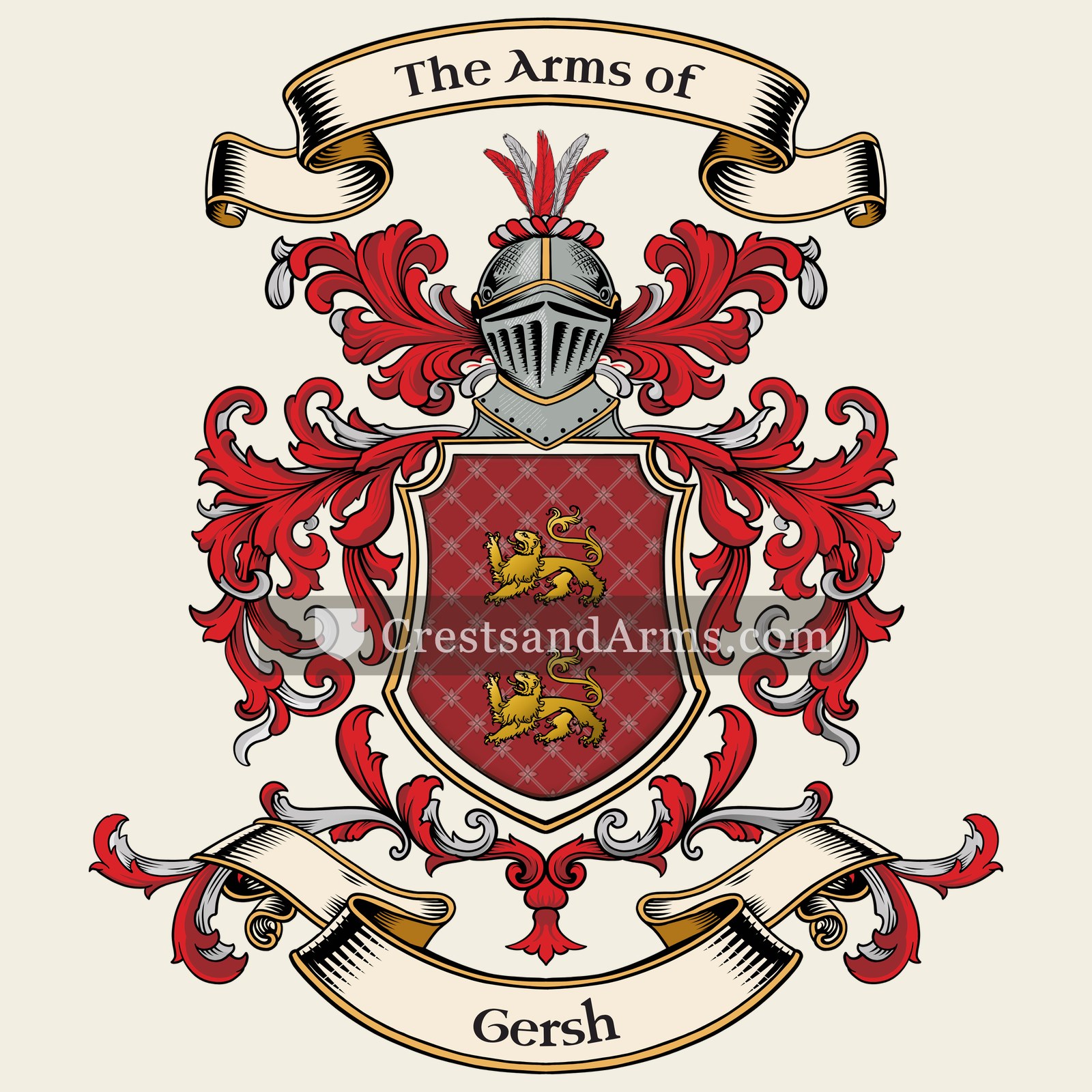The Gersh coat of arms, drawn from the recorded blazon