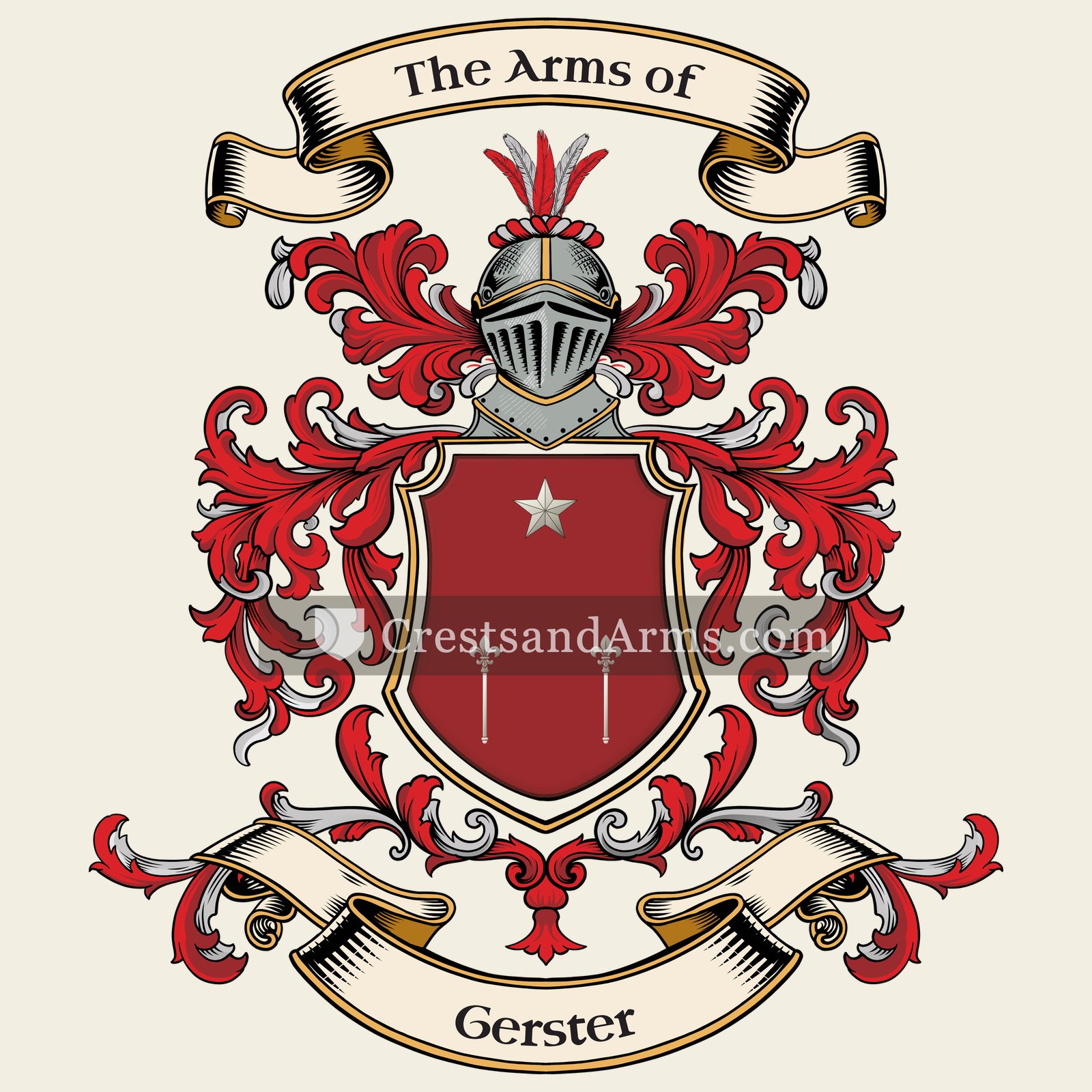 The Gerster coat of arms, drawn from the recorded blazon