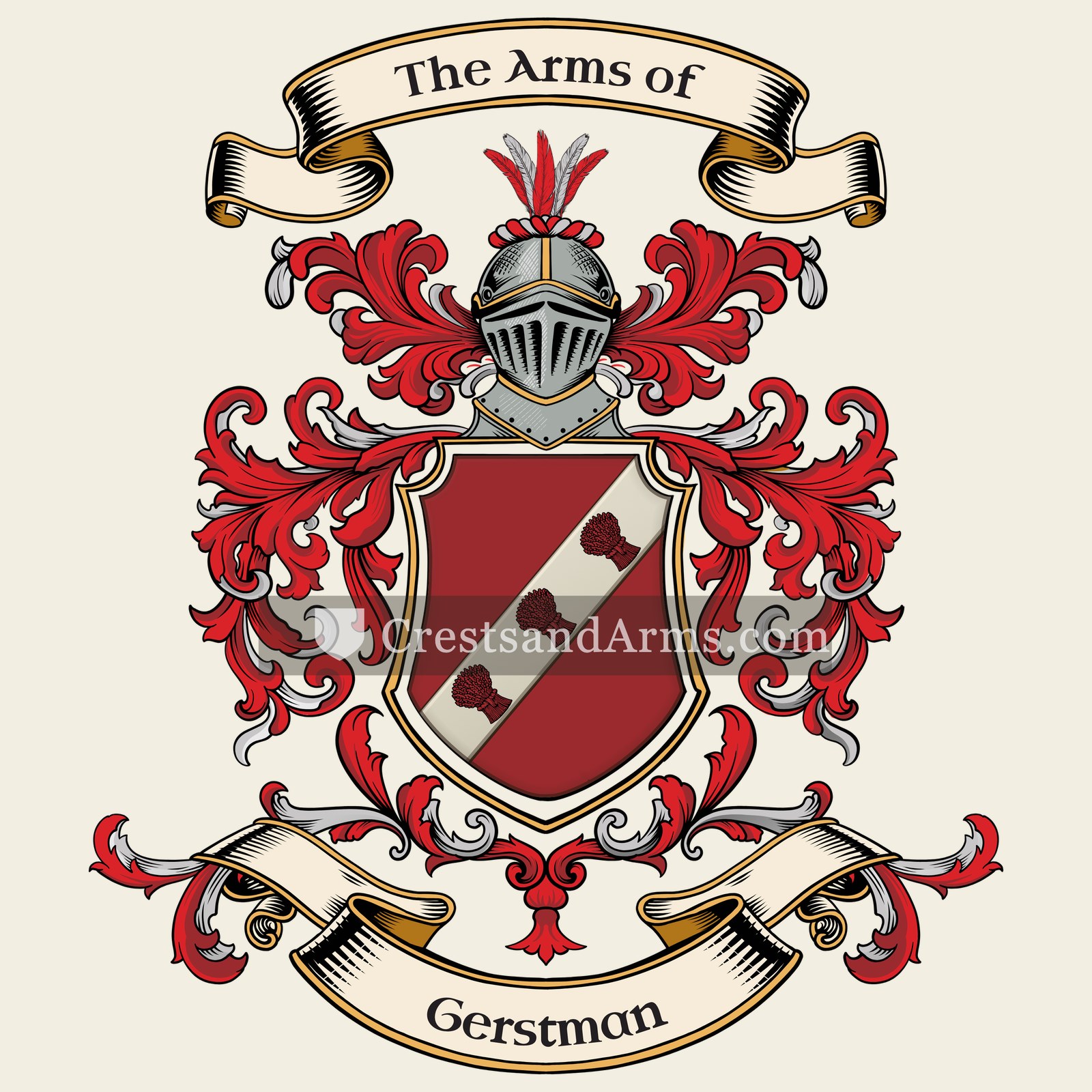The Gerstman coat of arms, drawn from the recorded blazon