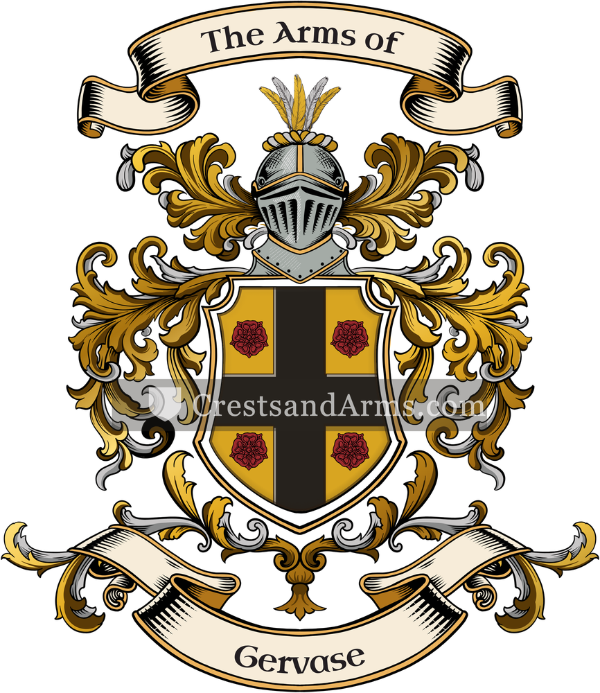 The Gervase coat of arms, drawn from the recorded blazon