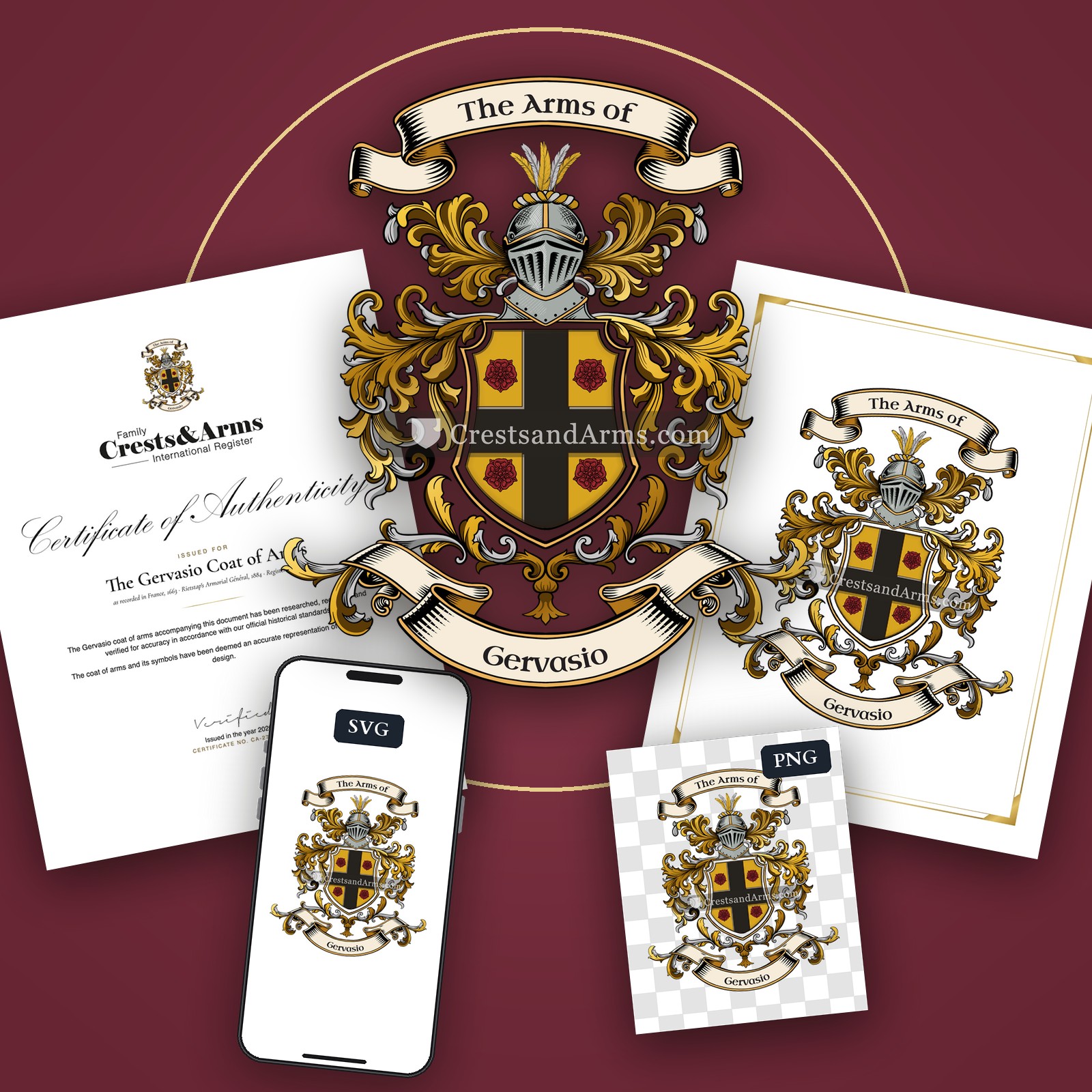 The Gervasio arms on the coat of arms — digital pack