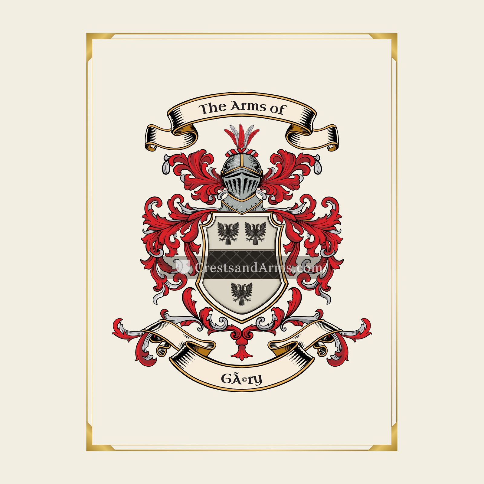 With gold border