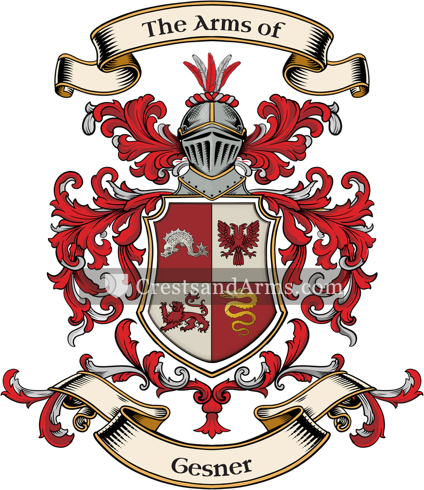 The Gesner coat of arms, drawn from the recorded blazon