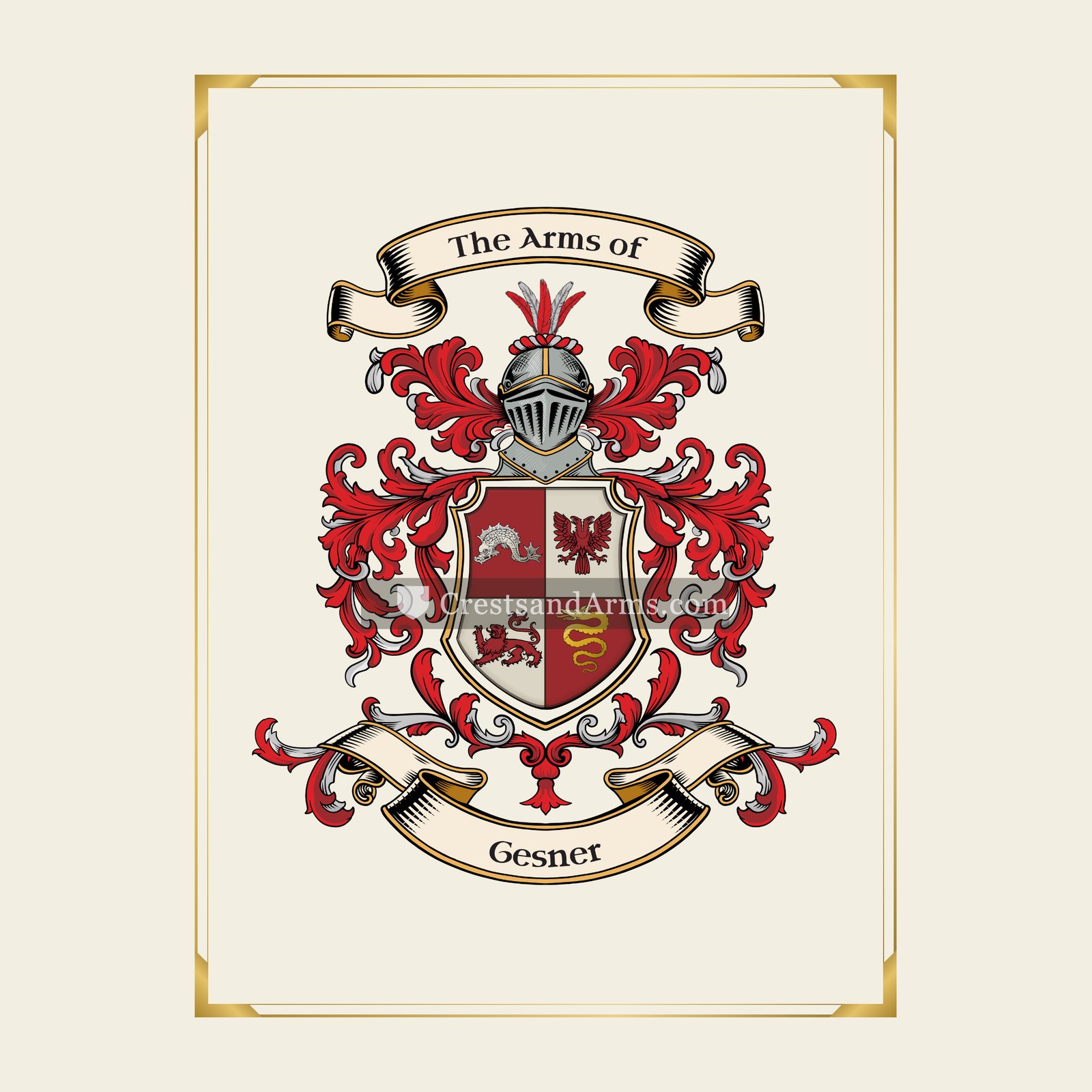 With gold border