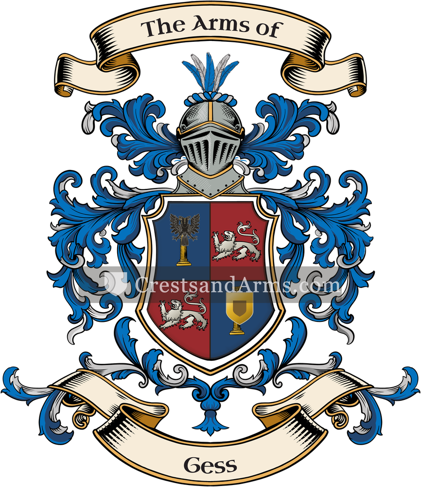 The Gess coat of arms, drawn from the recorded blazon