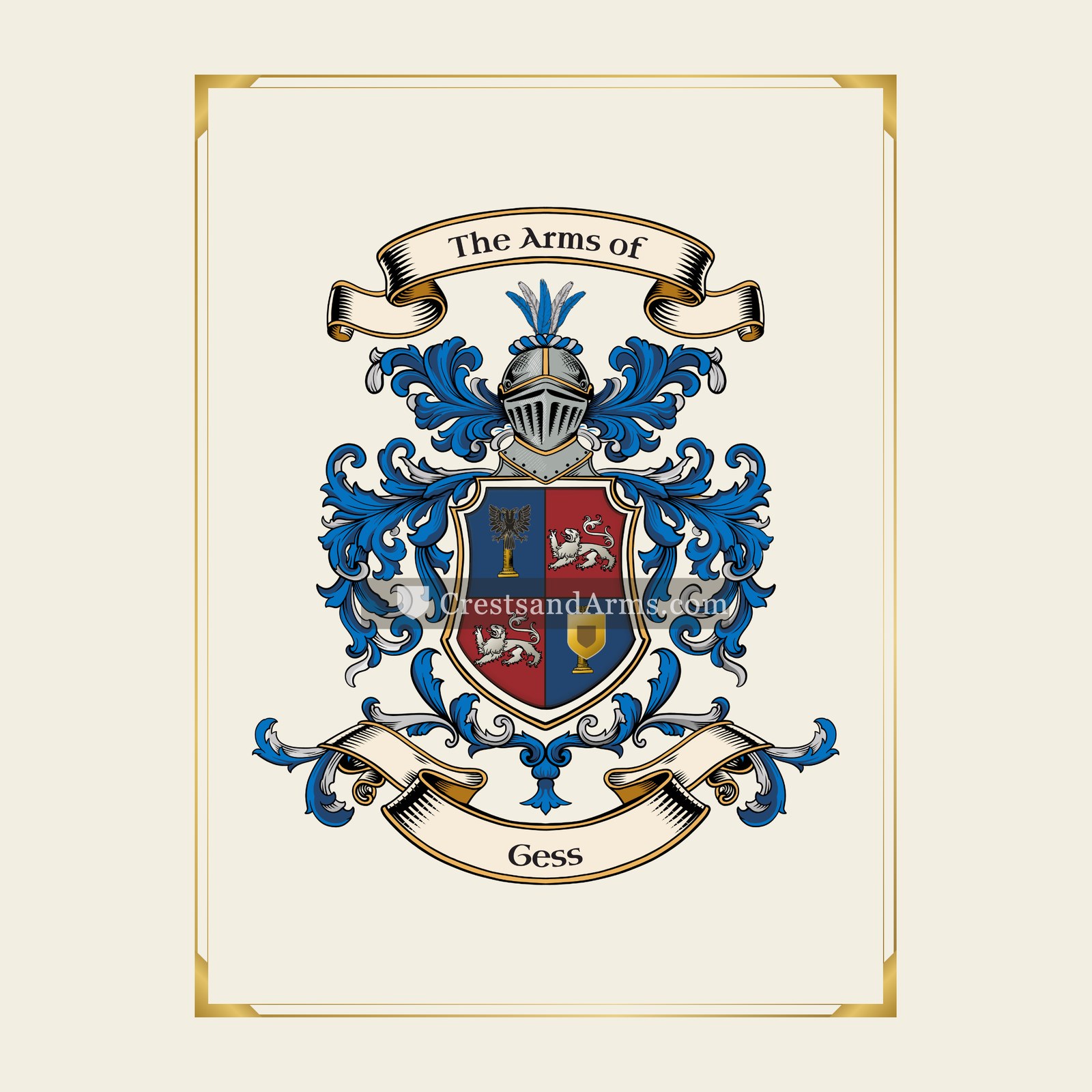 With gold border