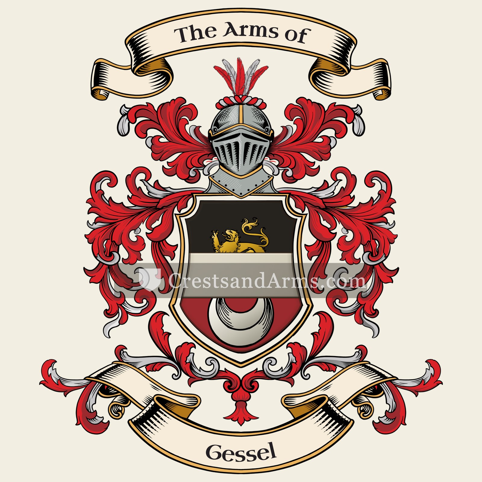 The Gessel coat of arms, drawn from the recorded blazon