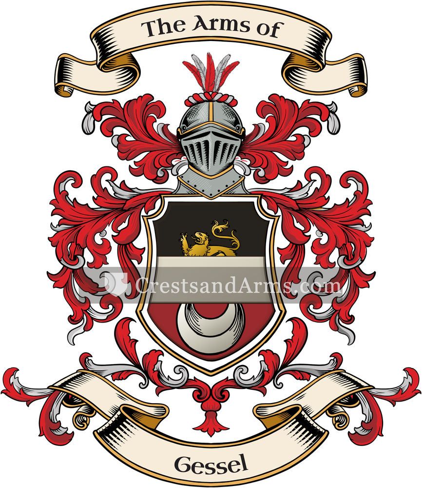 The Gessel coat of arms, drawn from the recorded blazon