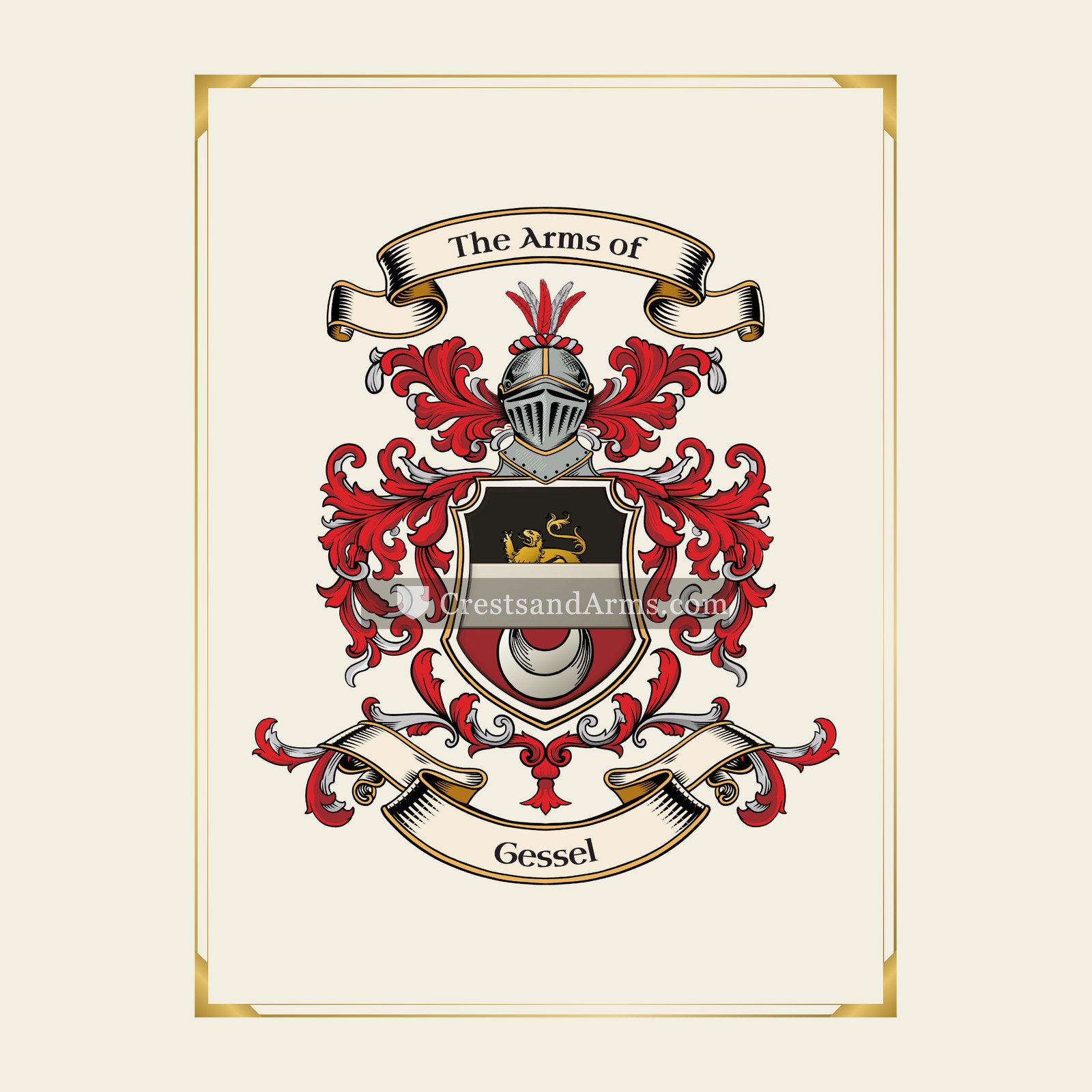 With gold border