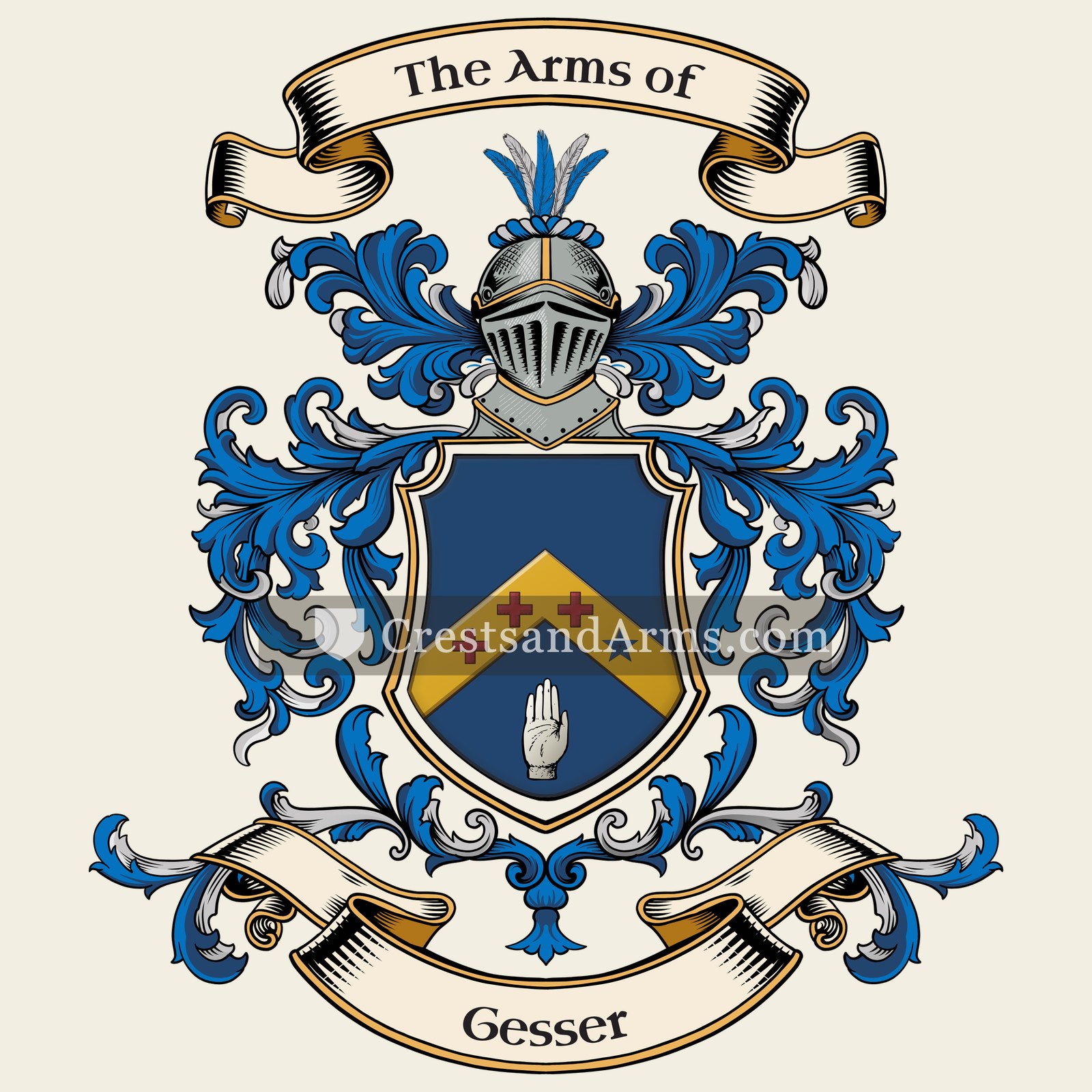 The Gesser coat of arms, drawn from the recorded blazon