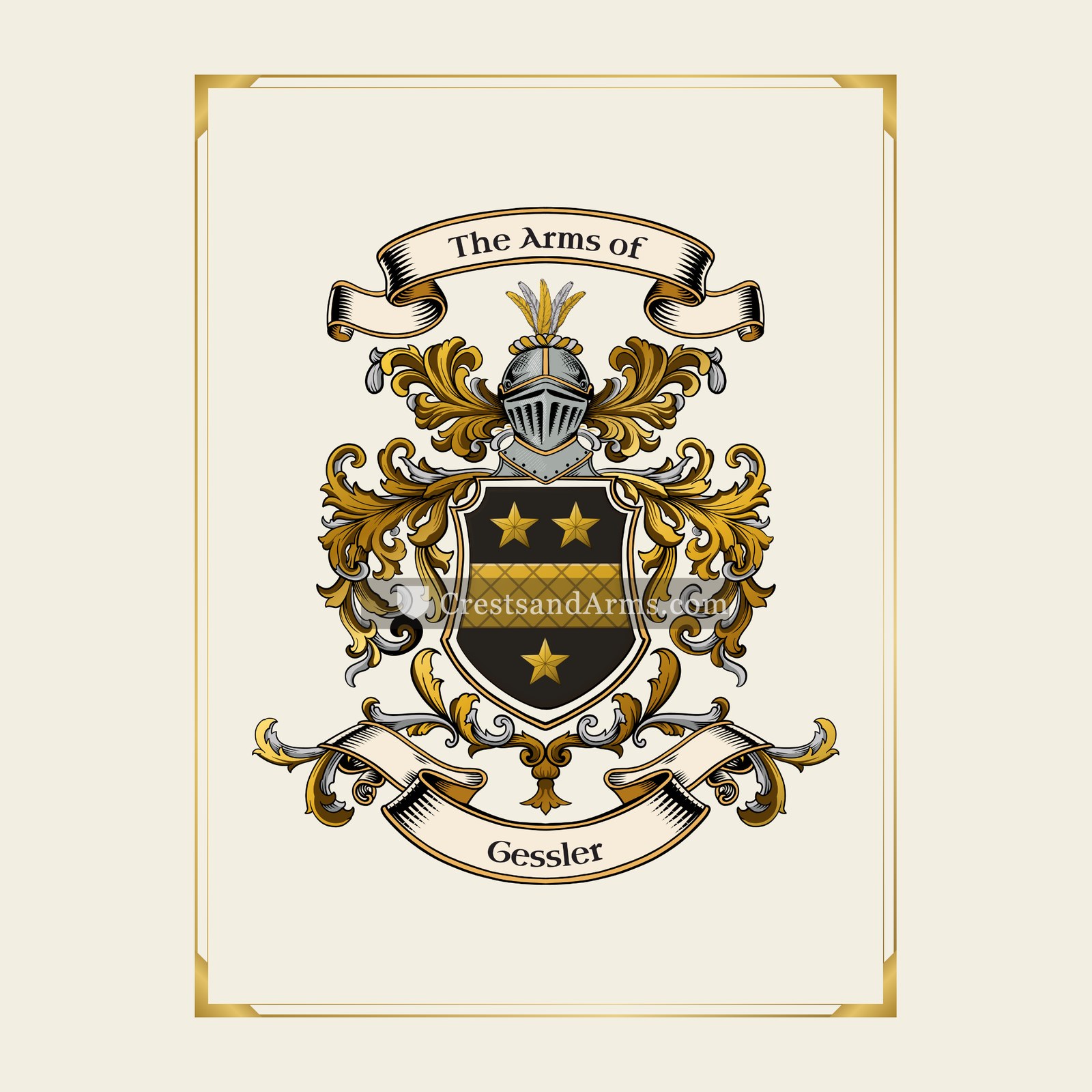 With gold border