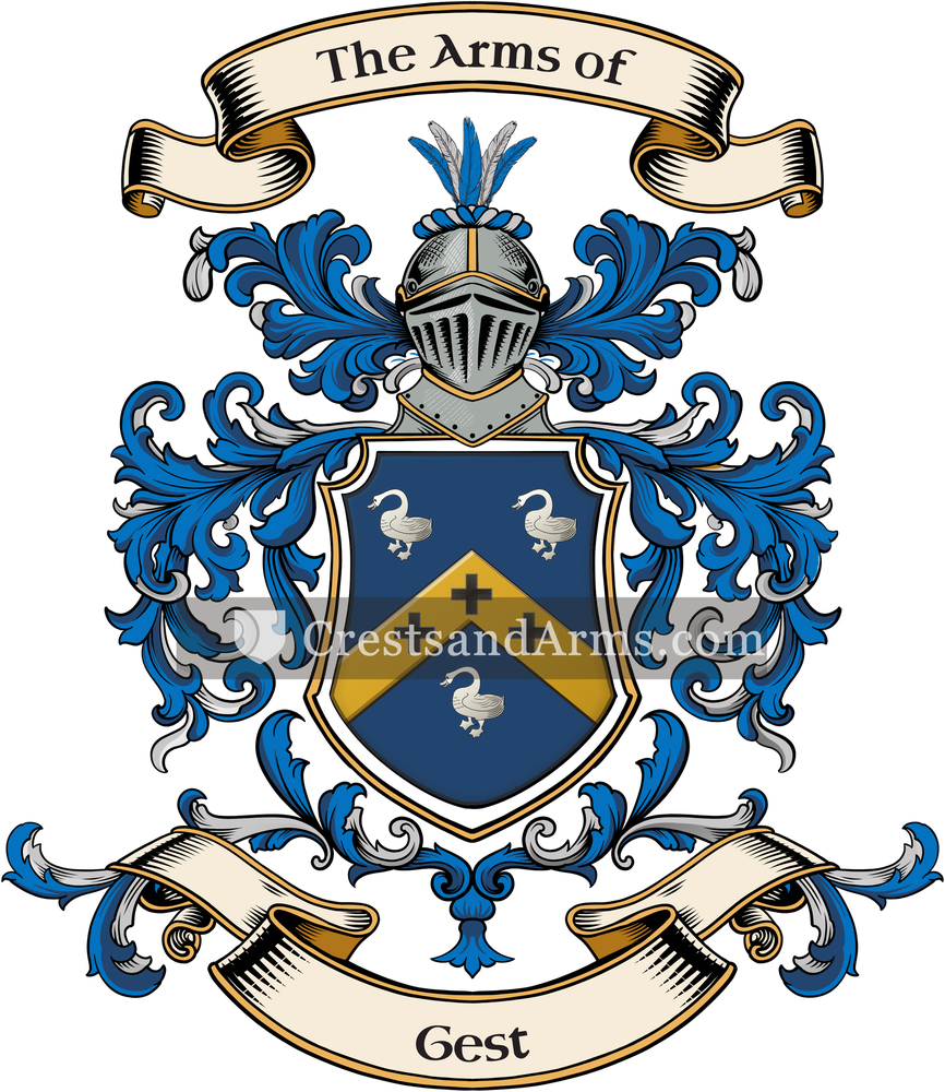 The Gest coat of arms, drawn from the recorded blazon