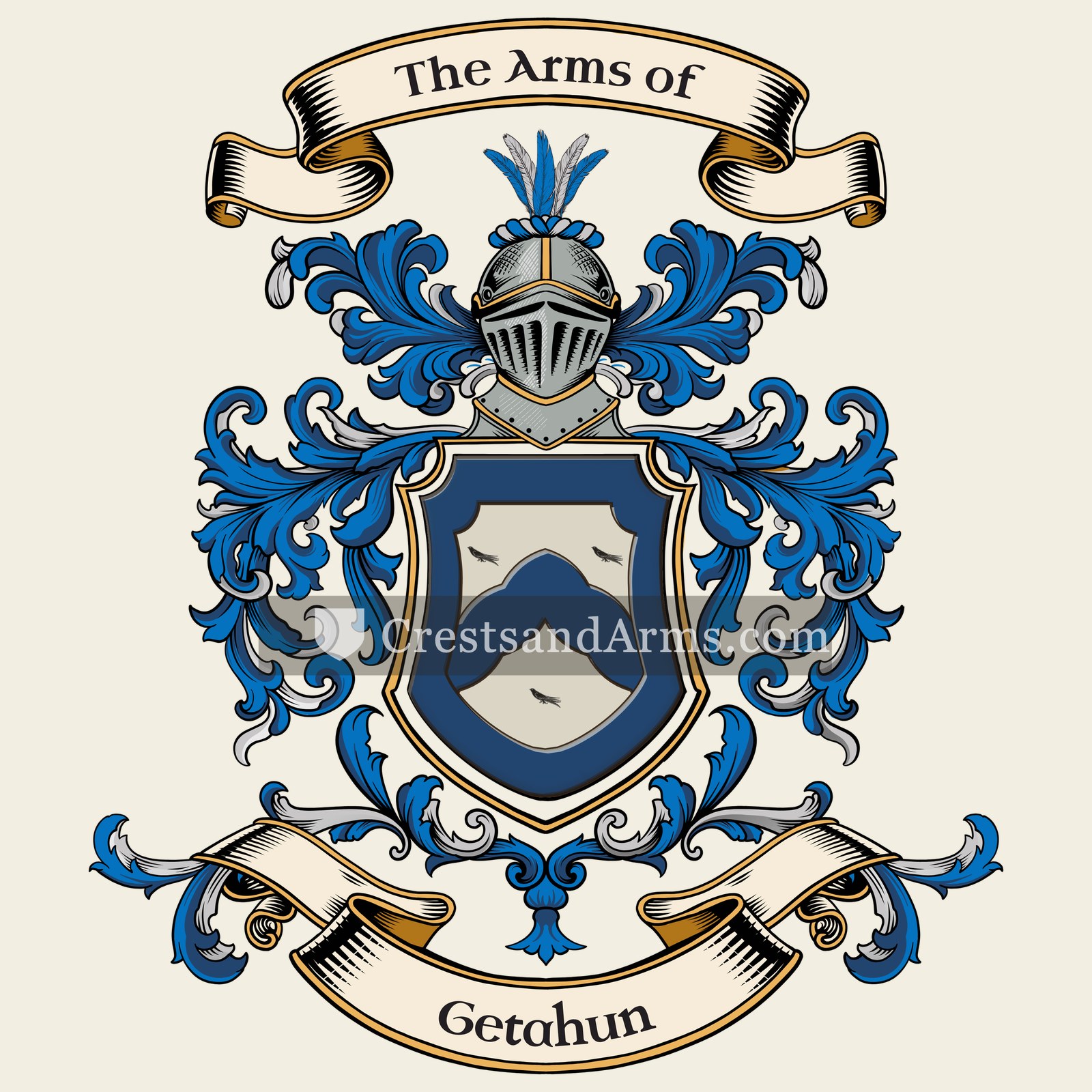 The Getahun coat of arms, drawn from the recorded blazon