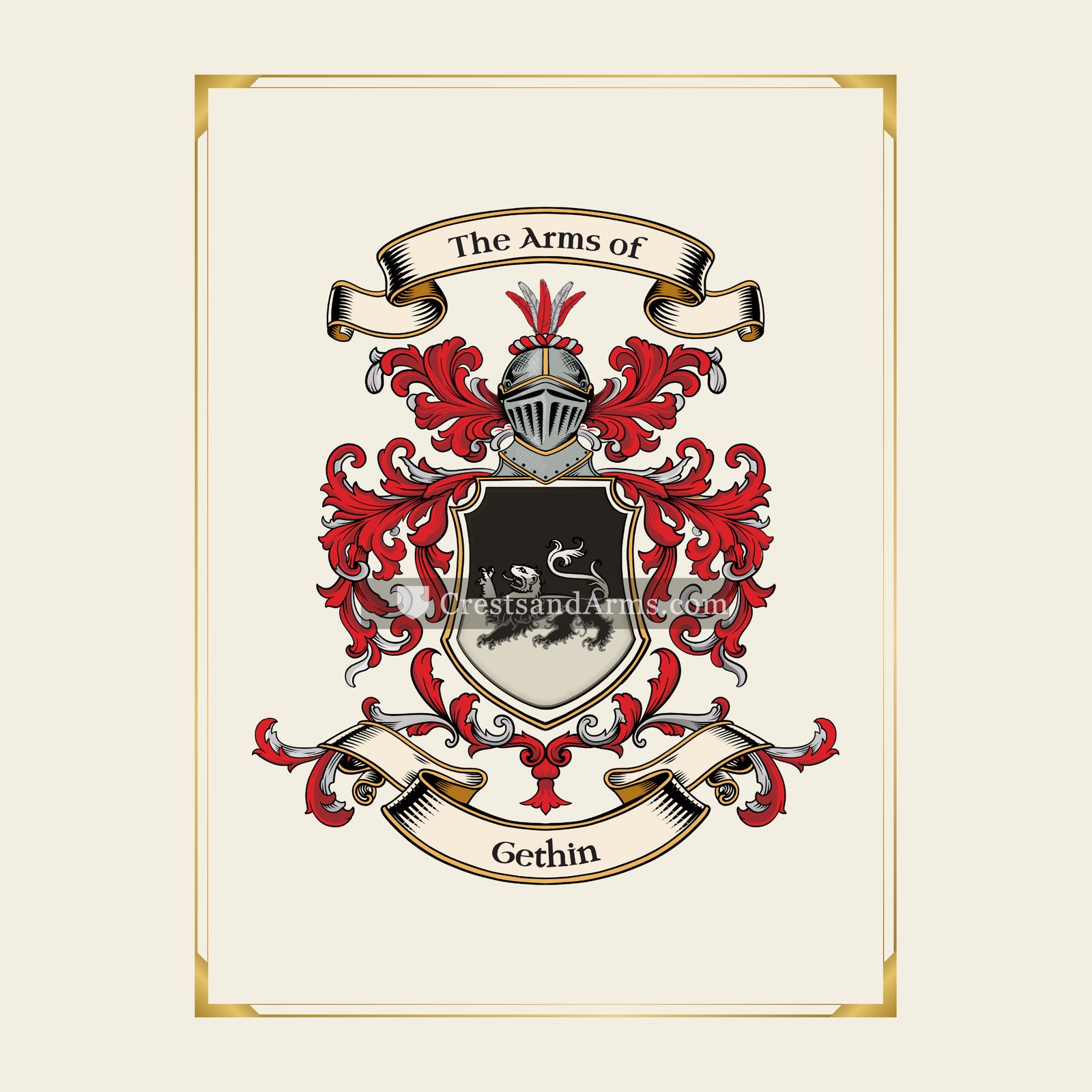 With gold border