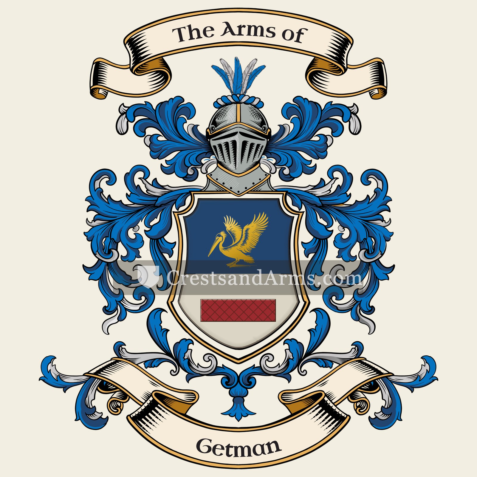The Getman coat of arms, drawn from the recorded blazon