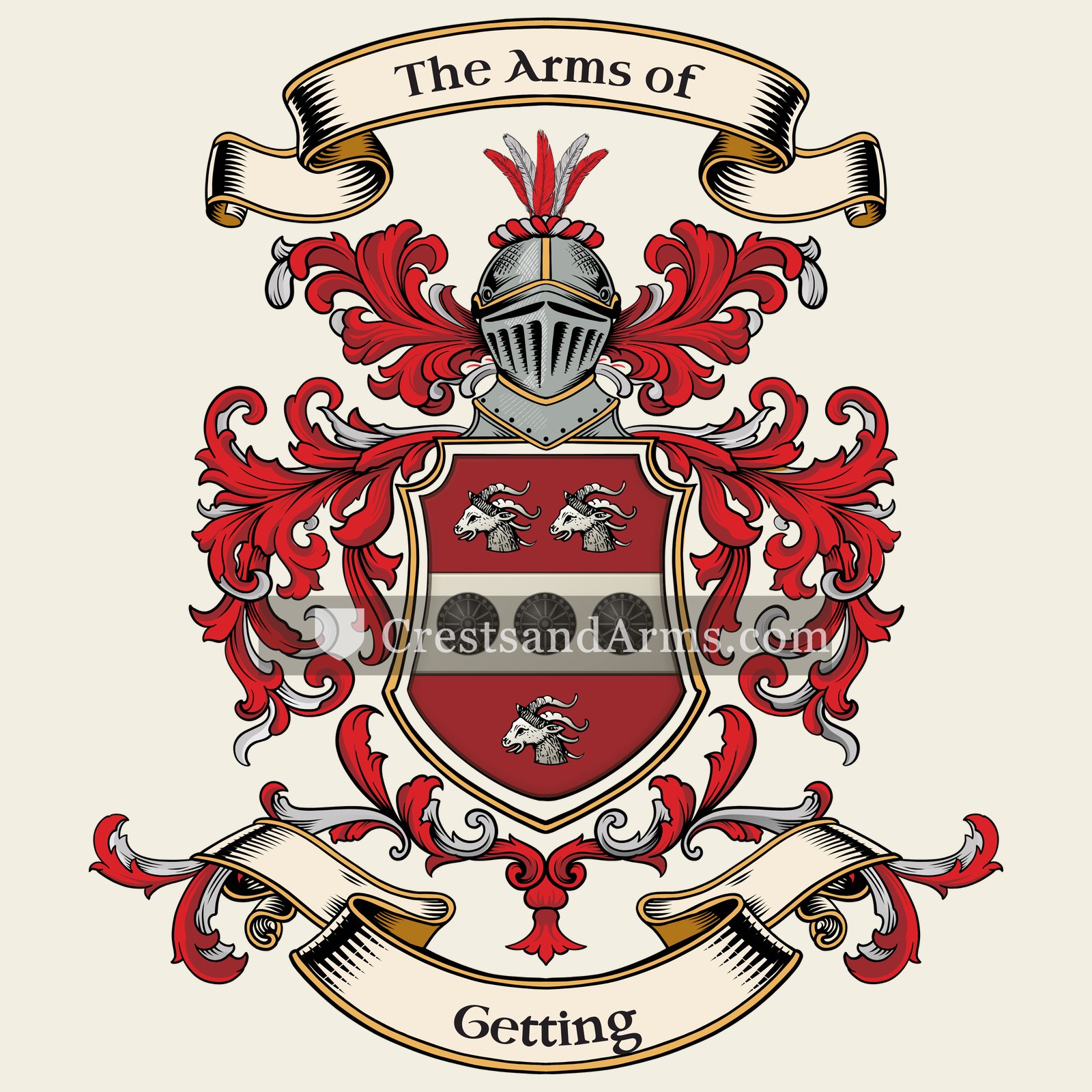The Getting coat of arms, drawn from the recorded blazon